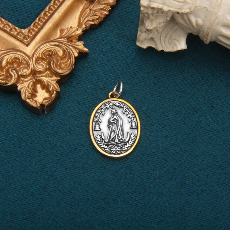 S925 Lady Portrait Cross Pendant
