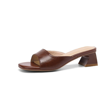 French Retro Chunky Heel Sandals for Women
