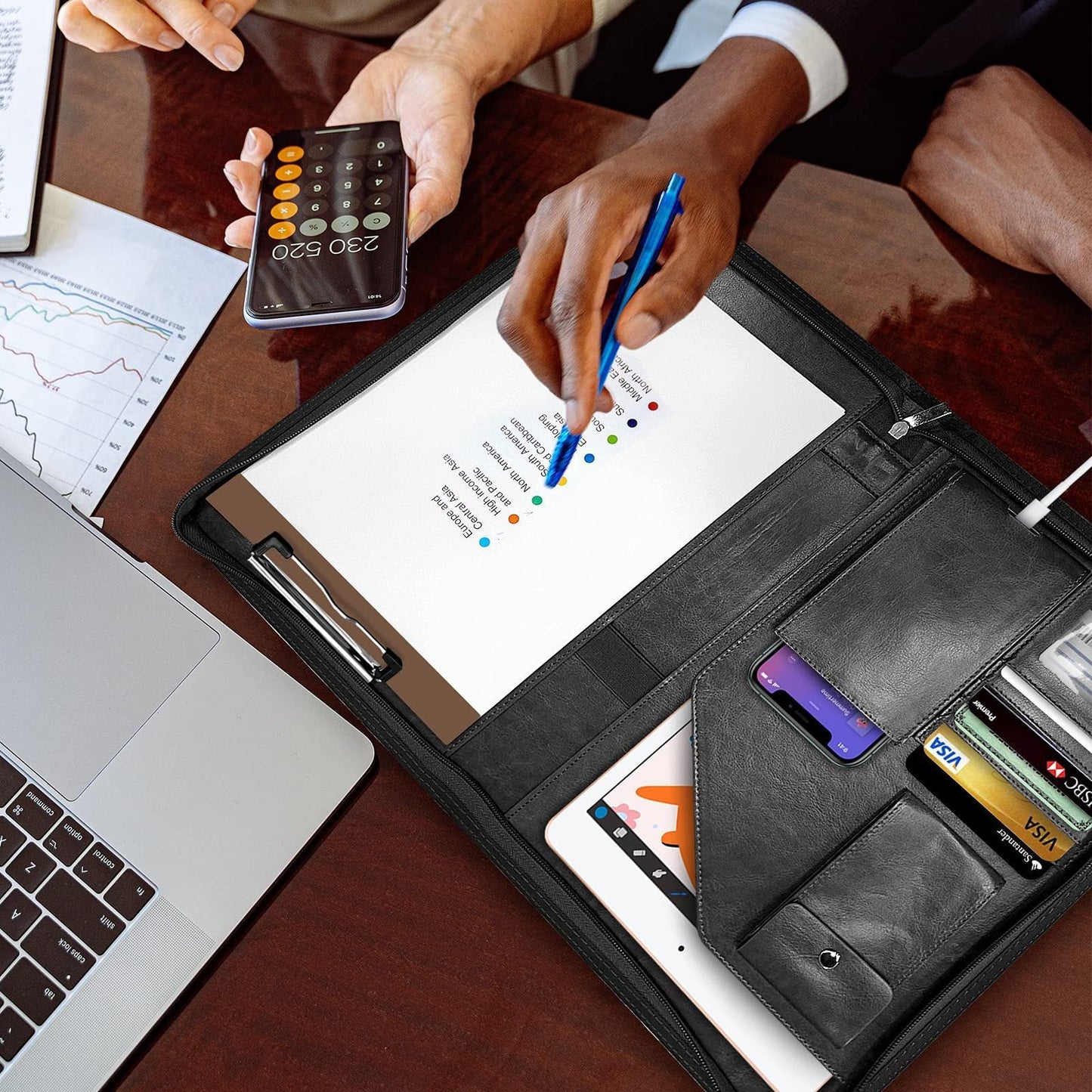 Zipper Leather Envelope Storage Bag