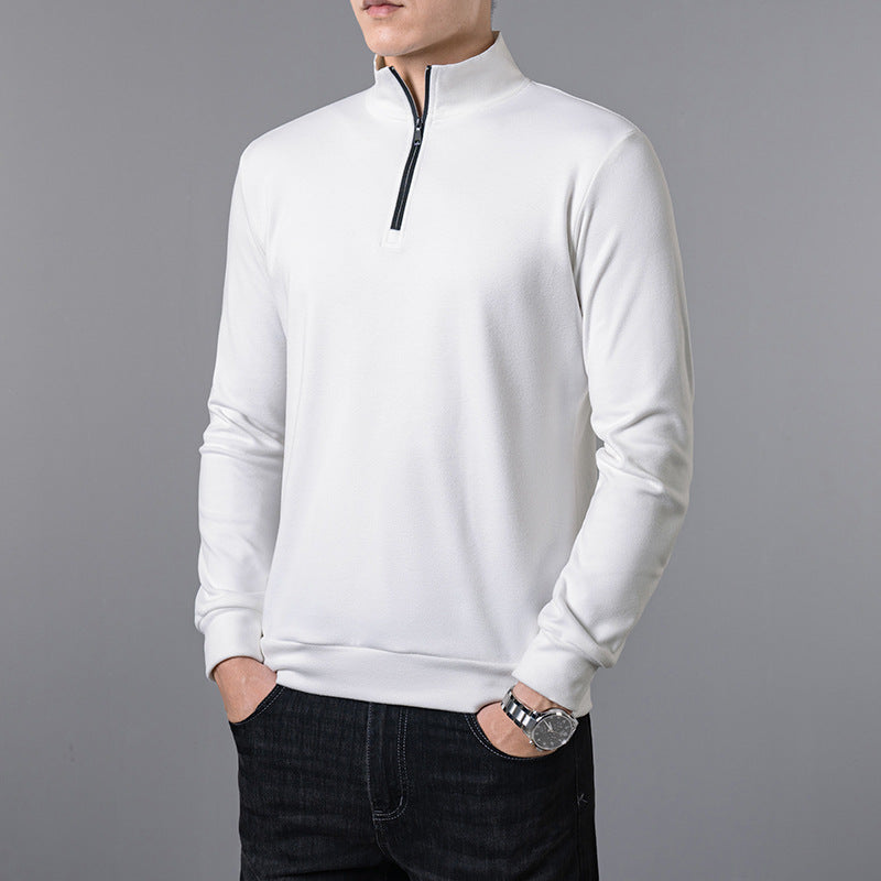 Mens Sweater Trendy All Match Casual Long Sleeve T Shirt Lapel Base Layer