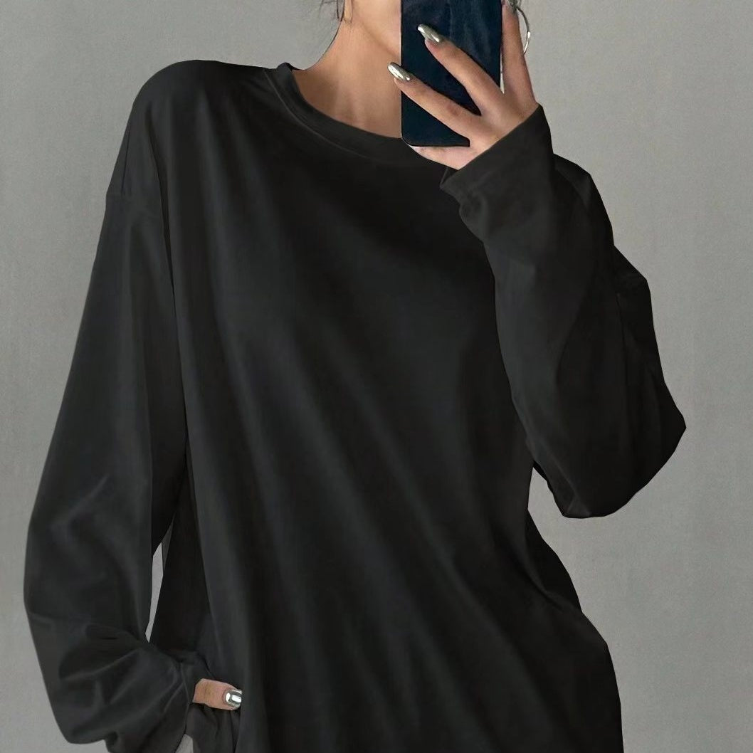 Interior Sunscreen Round Neck Long Sleeve Women's T-shirt Top