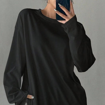 Interior Sunscreen Round Neck Long Sleeve Women's T-shirt Top