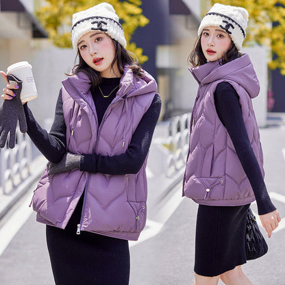 Women's AutumnWinter Detachable-Hood Vest Outerwear Gilet