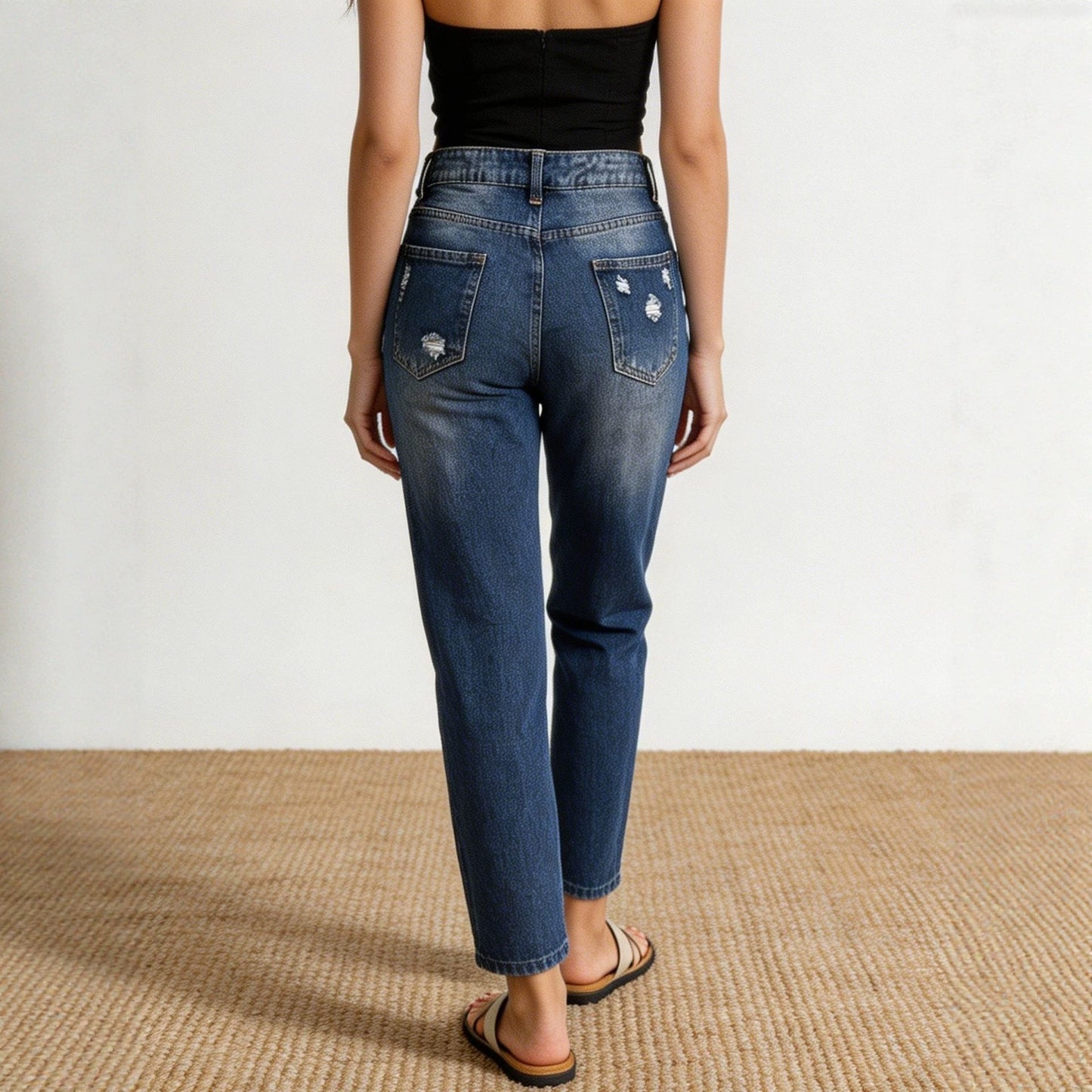 Fashionable And Versatile Womens Denim Jeans With A Dopamine Print