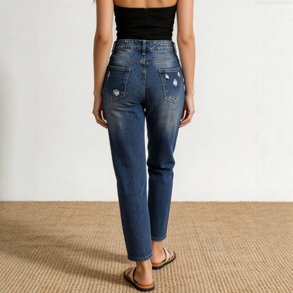 Fashionable And Versatile Womens Denim Jeans With A Dopamine Print