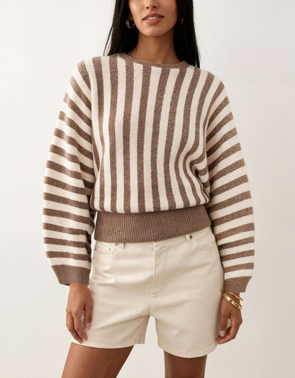 New Stylish Striped Long-sleeve Knit For Fall And Winter