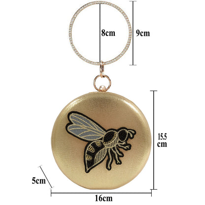 Flat Box Embroidered Beaded Bee Clutch Party Bag