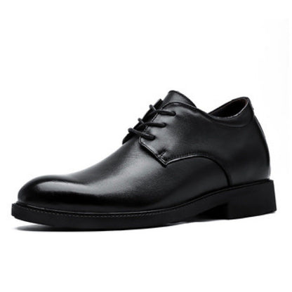 Mens Leather Dress Shoes With A Hidden Height-increasing Insole For Business Attire