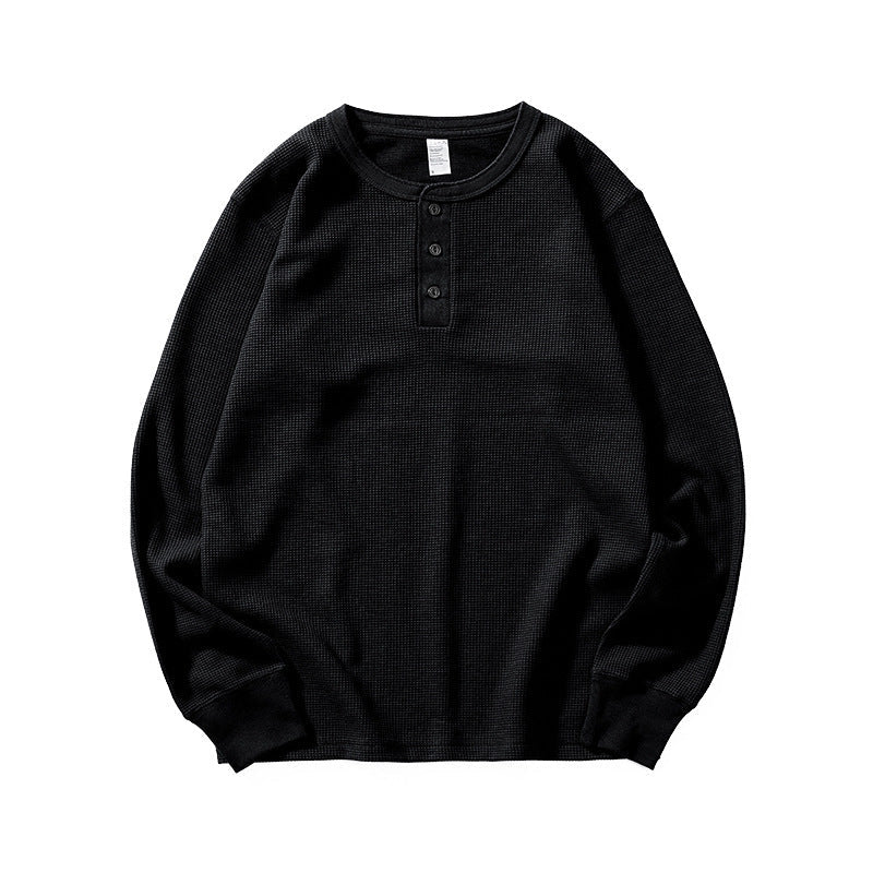 Mens Loose-fit Casual Comfortable Versatile Long-sleeve Crew Neck