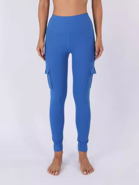 Multi-Pocket Sports Brushed Naked-Feel Yoga Slimming Tight Leggings For Women With High Waist And Fitness Sweat-Wicking Multi-Pocket Design