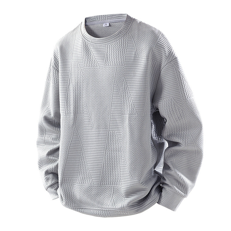 Mens Loose-Fit Casual Crew-Neck Pullover Bottoming Shirt