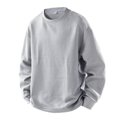 Mens Loose-Fit Casual Crew-Neck Pullover Bottoming Shirt