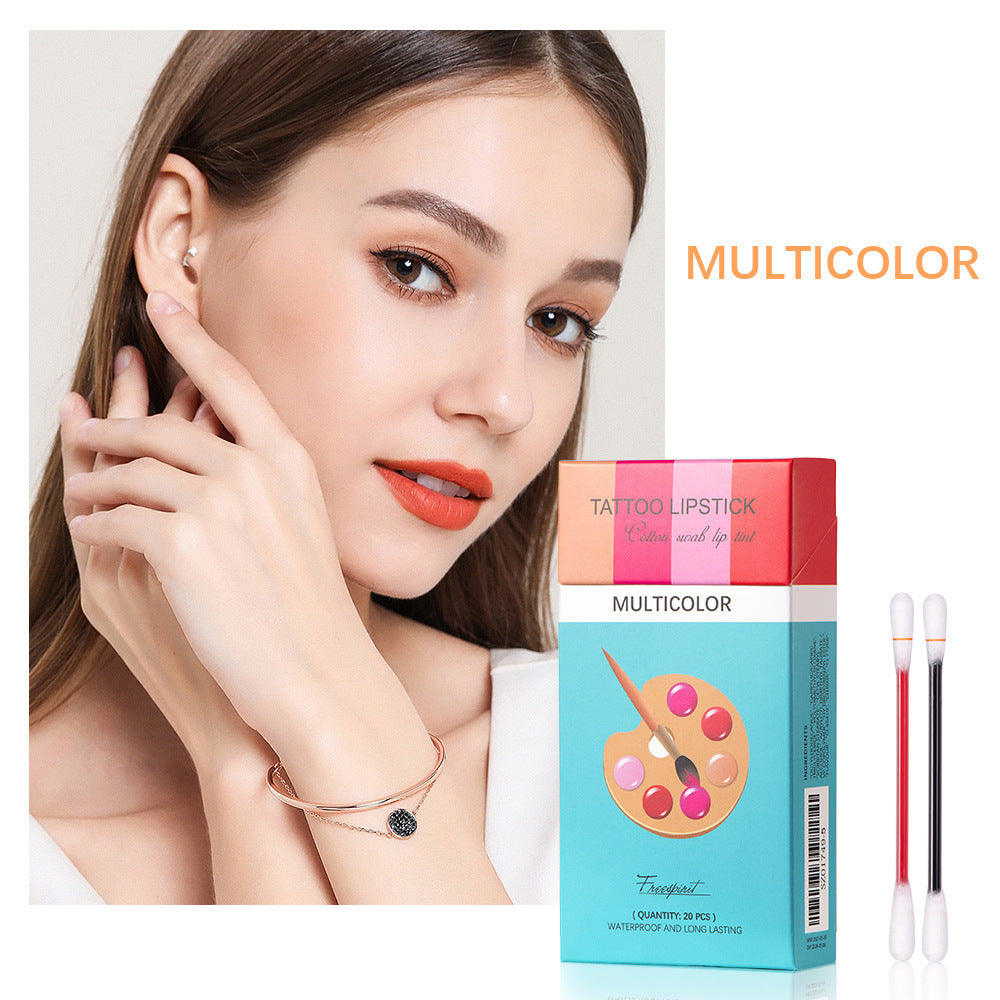 20 Pcs Cotton Swab Lipsticks Portable Waterproof