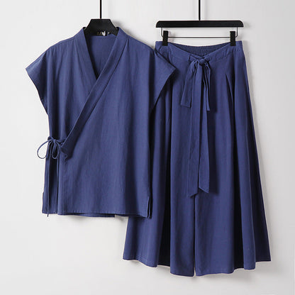 Two-piece Tang Suit For Men Summer Waistcoat In Chinese Style