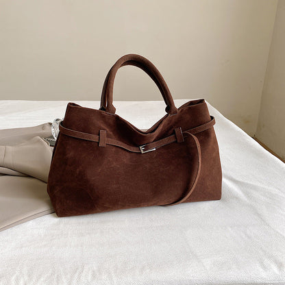 Hot Sale Decorative Design Solid Faux Suede Handbag Large Capacity Casual Tote Bags For Women Tote Design Portable Shoulder Bag