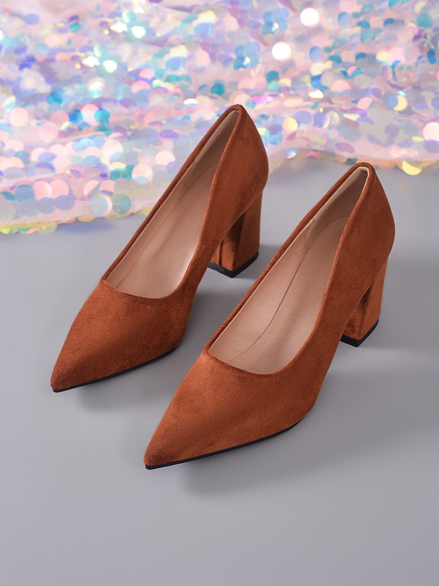Womens Stylish Block-heeled Work Pumps