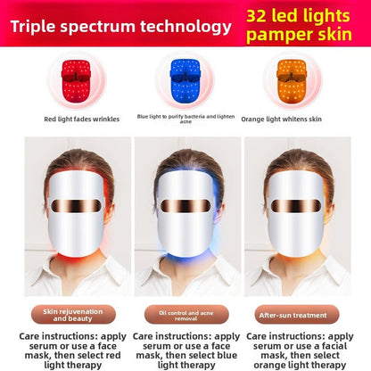 Rechargeable Beauty Mask, 7-Color Photon Skin Rejuvenation Facial Device, Red And Blue Light Face Mask