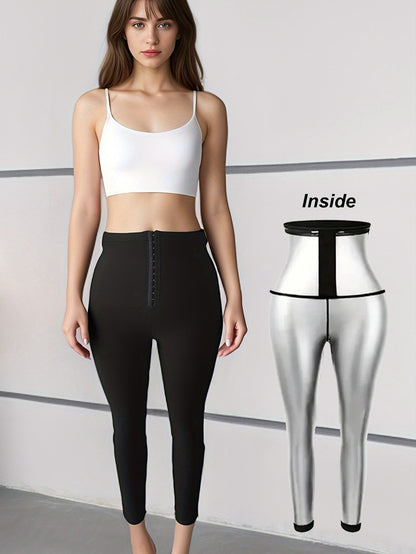 Sauna Sweat Pants For Women High Waist Compression Slimming Leggings Workout Hot Thermo Pant With Adjustable Hook-and-eye Closures