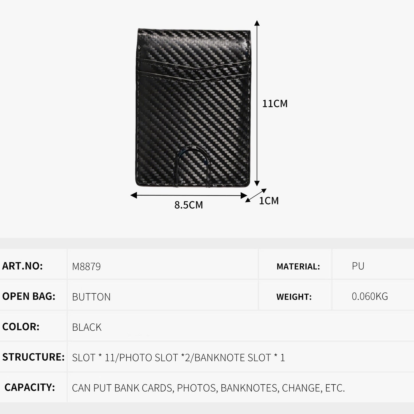 Business-Casual Carbon-Fiber Mens Wallet