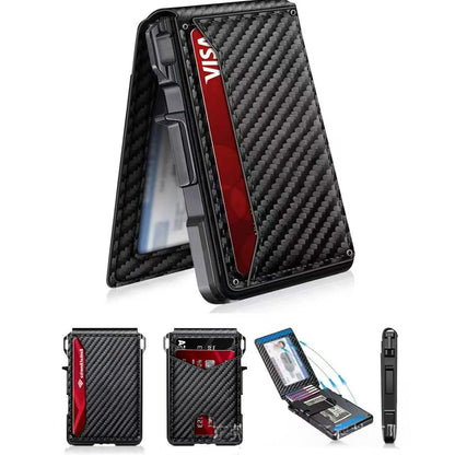 Cross-border Carbon-fiber Leather Case Aluminum Holder Card