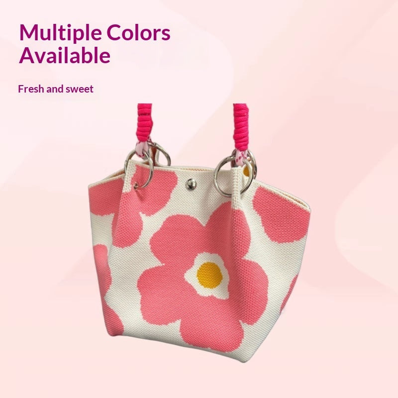 Knitted Tote Bag Commuter-friendly Handbag Simple Style
