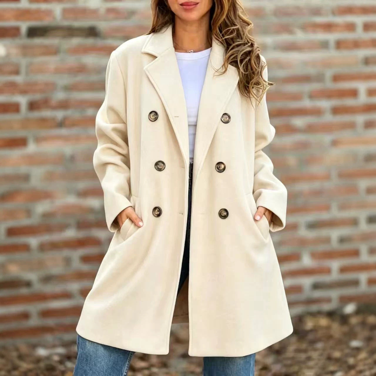 Notch-lapel Double-breasted Wool Coat