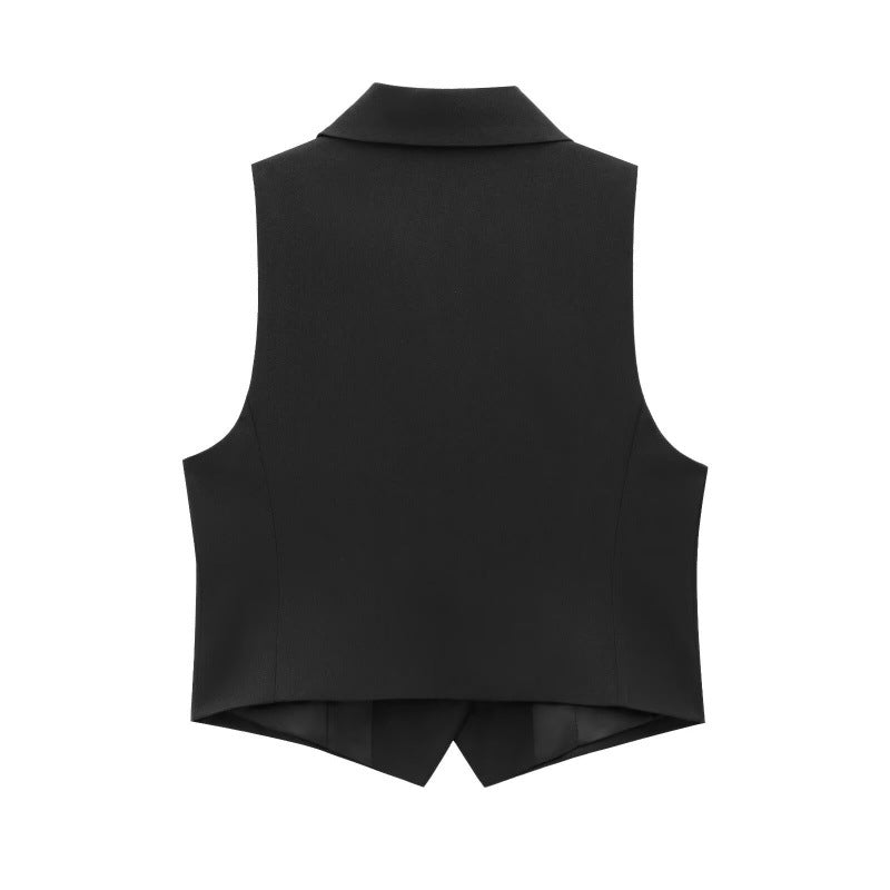 Womens Loose-Fit Diamond-Patterned Waistcoat Vest