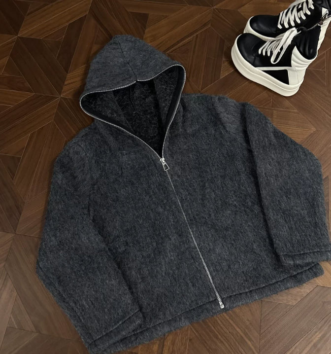 Wool And Mohair Full Zip Cardigan Coat
