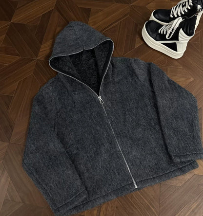 Wool And Mohair Full Zip Cardigan Coat