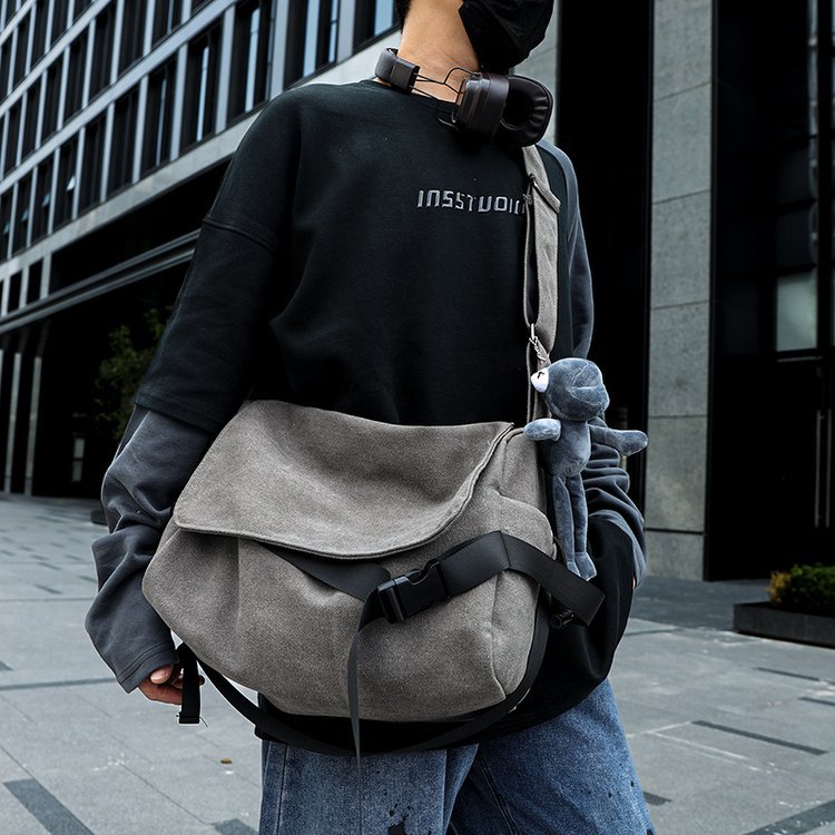 Large-Capacity Minimalist Canvas Crossbody Bag For Men