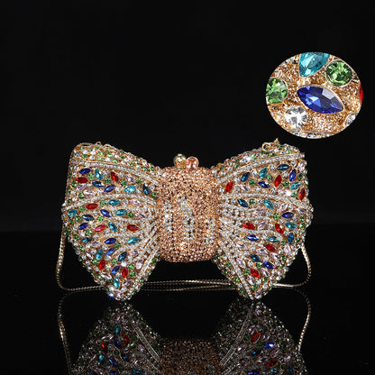 High-end Luxurious Heavy-Embroidered Shiny Champagne Bottle Rhinestone Evening Bag