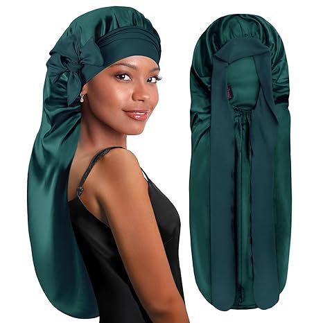 Long Double-layer Silk Sleep Cap Long-tube Hat With Elastic Brim Made From Mulberry Silk