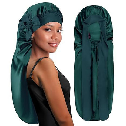 Long Double-layer Silk Sleep Cap Long-tube Hat With Elastic Brim Made From Mulberry Silk