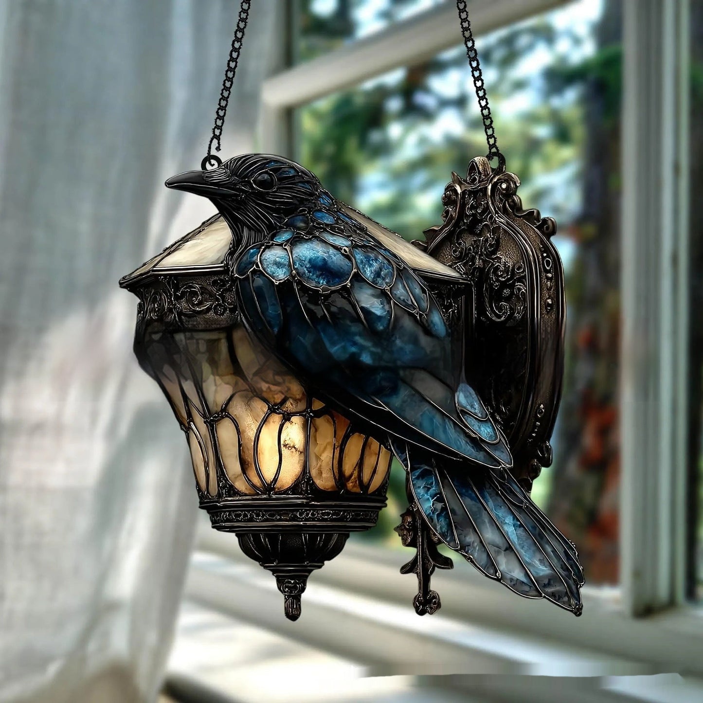 Halloween Decor Raven Gothic Acrylic Pendant