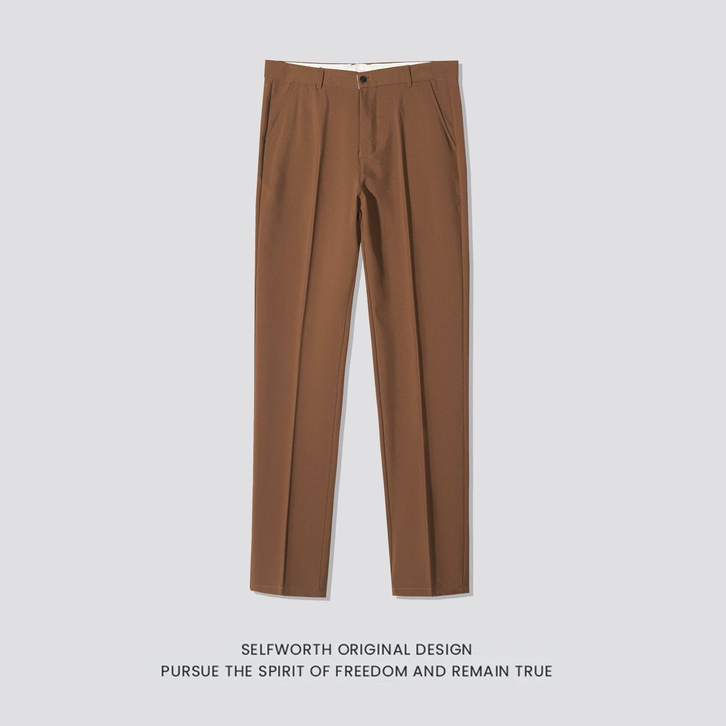 Mens Straight-leg Casual Pants Slim-fit Mature Style
