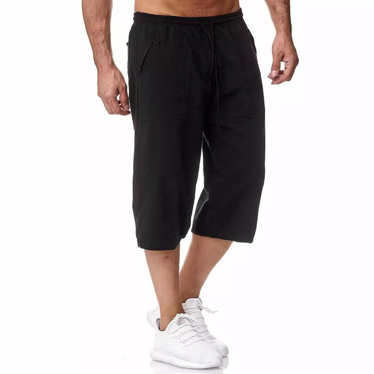 Amazon Europe And America 2026 Cross-Border Men's Casual Cotton-Linen Sports Pants Summer Cotton-Linen Cropped Casual Pants Men
