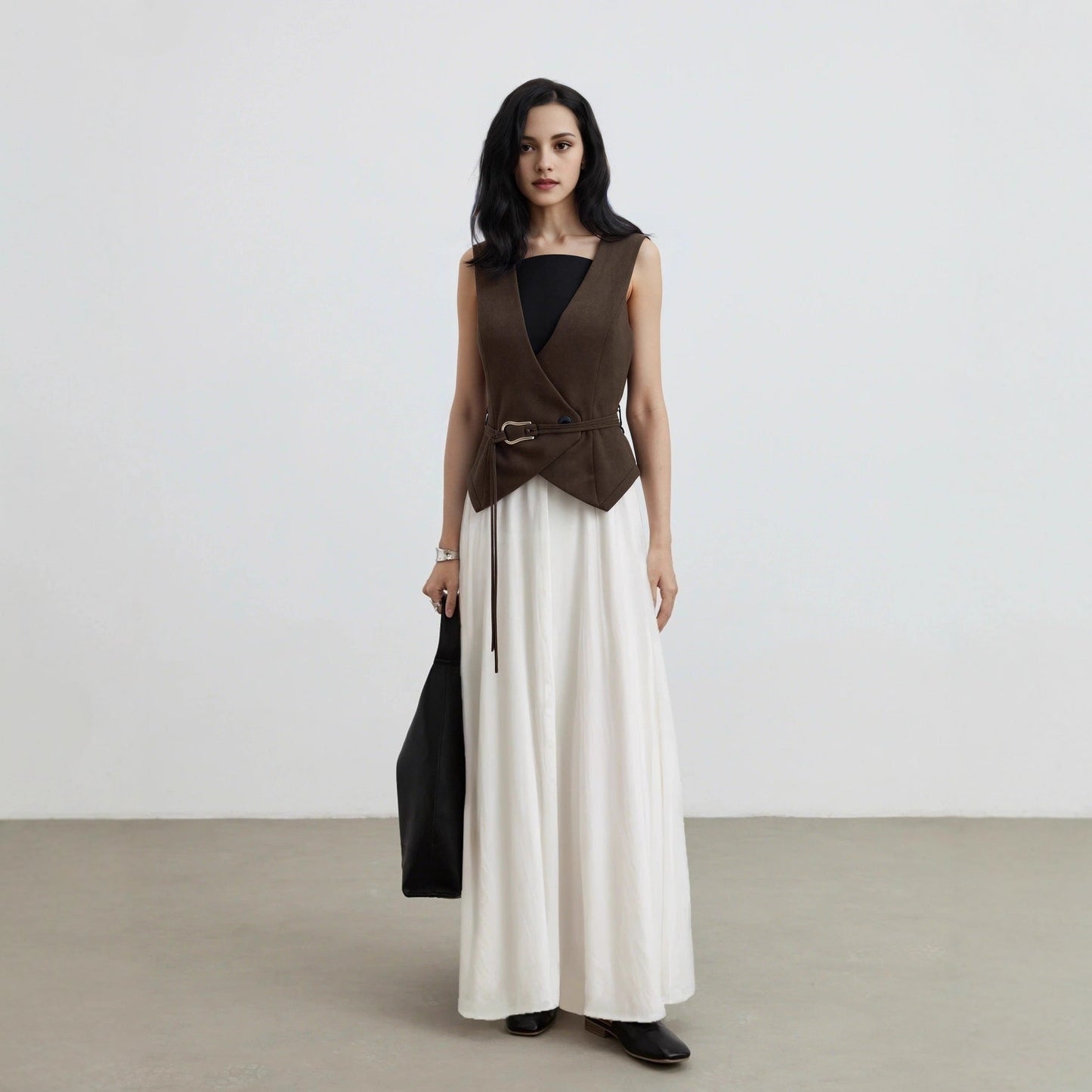 Suede Vest Top Fashionable Retro Warm Cross-Over Waistcoat
