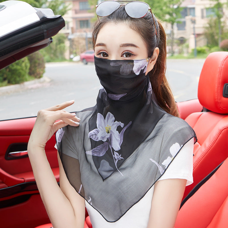 Silk Mask Breathable Neck-Covering Skin-Caring Veil For Women