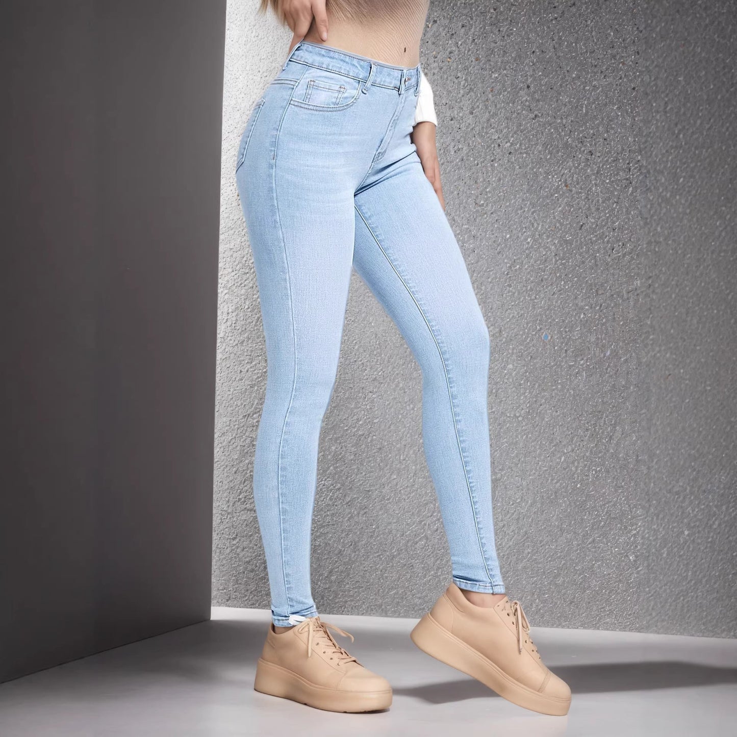 Stretchy Slim-fit Skinny Jeans High-waisted With Tummy-control Design