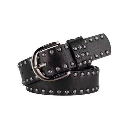 Fashionable Punk-style Pin-buckle Studded Belt For Women With A High-end Vibe