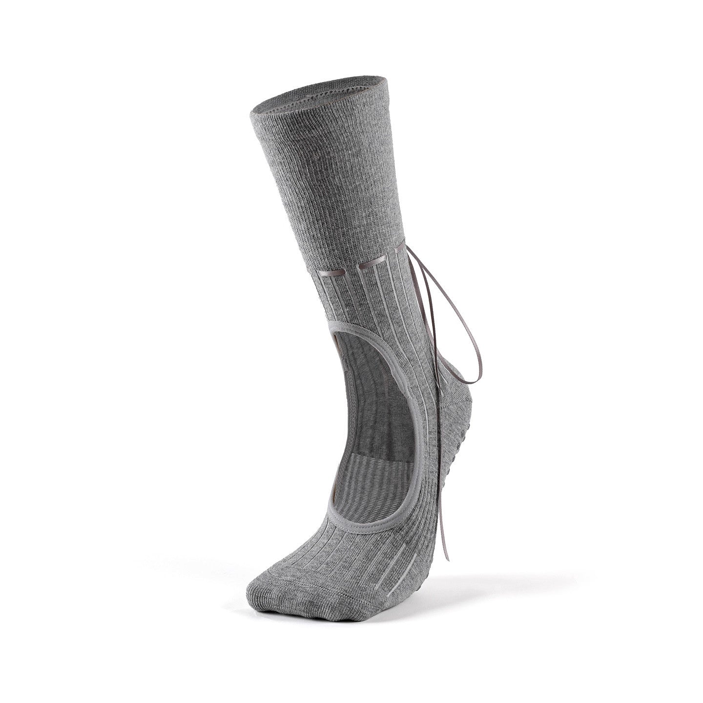 Ballet-style Backless Ribbon Yoga Socks With Silicone Non-slip Soles