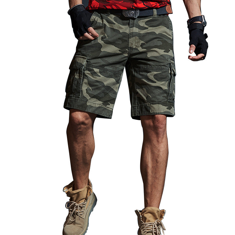 Summer Mid-length Pants Trendy Brand Loose-fit Mens Green Camouflage For Summer