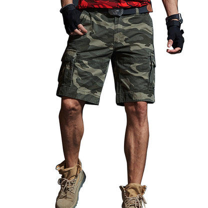 Summer Mid-length Pants Trendy Brand Loose-fit Mens Green Camouflage For Summer