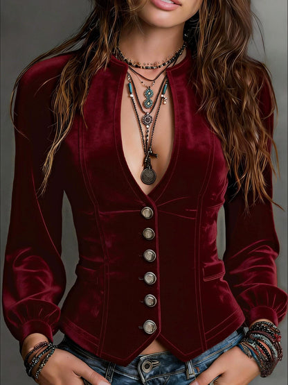 Womens Slim-fit Velvet Short Jacket Vintage And Elegant