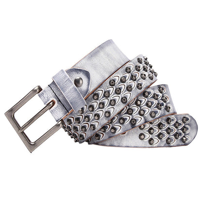 Womens Distinctive Rivet Belt Made Of Full-Grain Cowhide