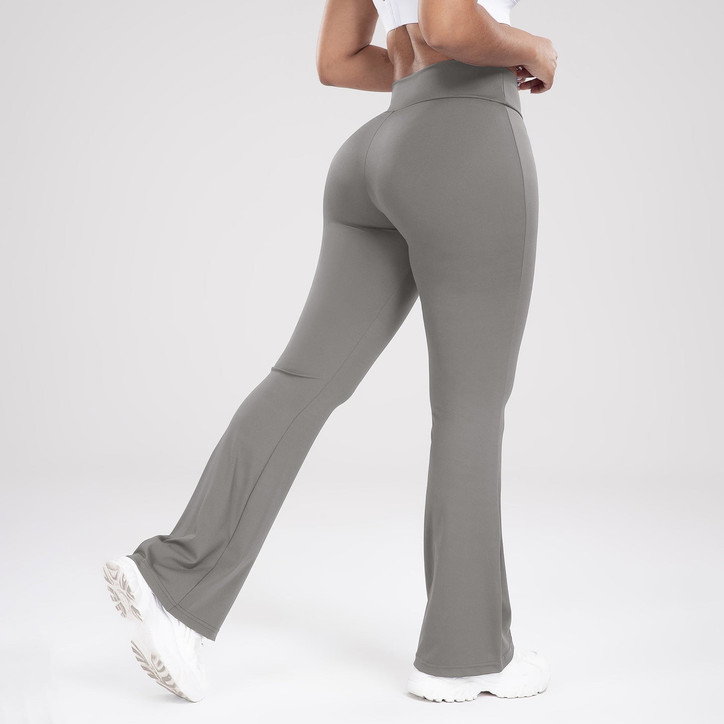 Women Crisscross Waist Flared Yoga Pants Slim Fit Outdoor Sports Casual Bell Bottom Active Trousers