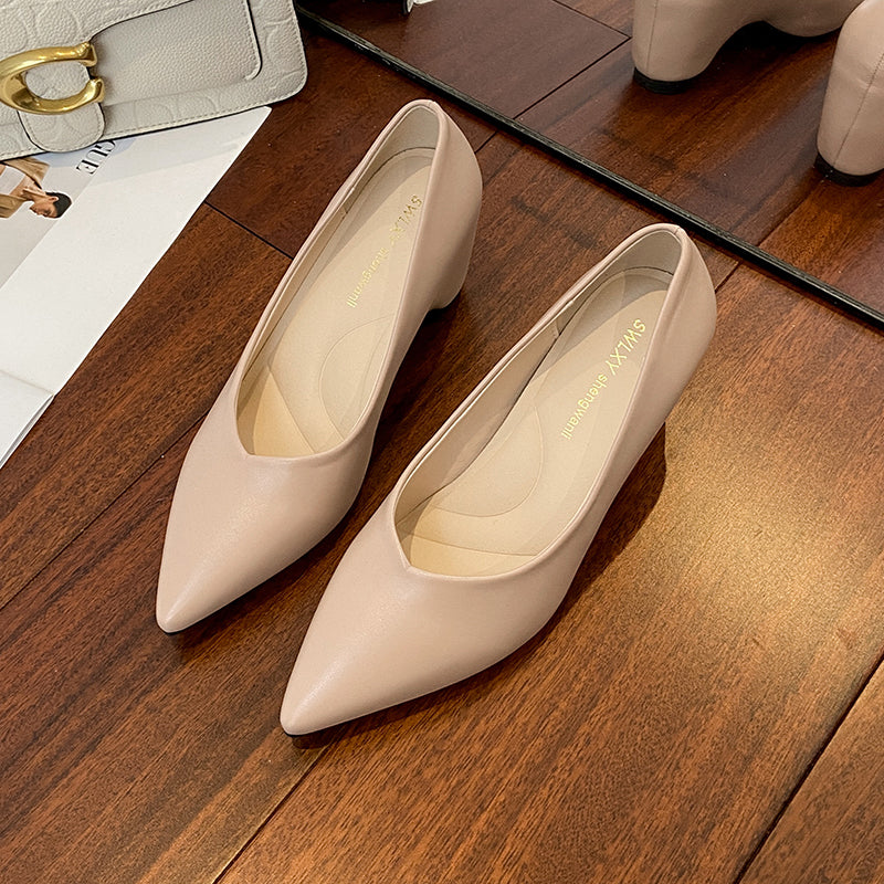 Pointed Toe Low Cut Pumps For Women 2026 Spring New Wedge Hidden Heel Simple Slip On Commute Work Shoes