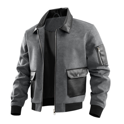 Mens Patchwork Texture Lapel Jacket