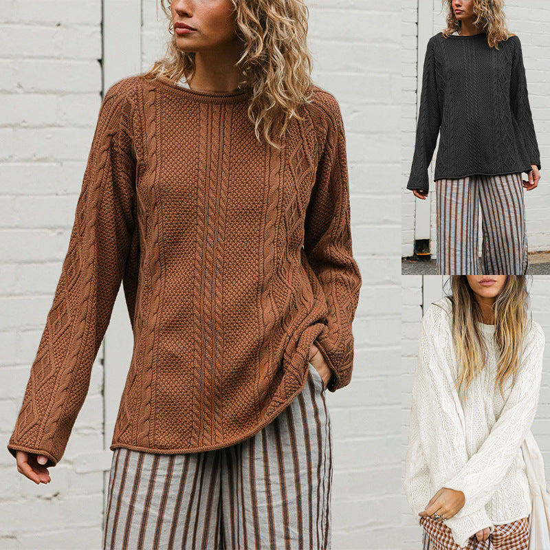 Womens Comfortable Casual And Stylish Cable-knit Sweater