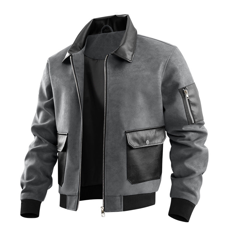 Mens Patchwork Texture Lapel Jacket